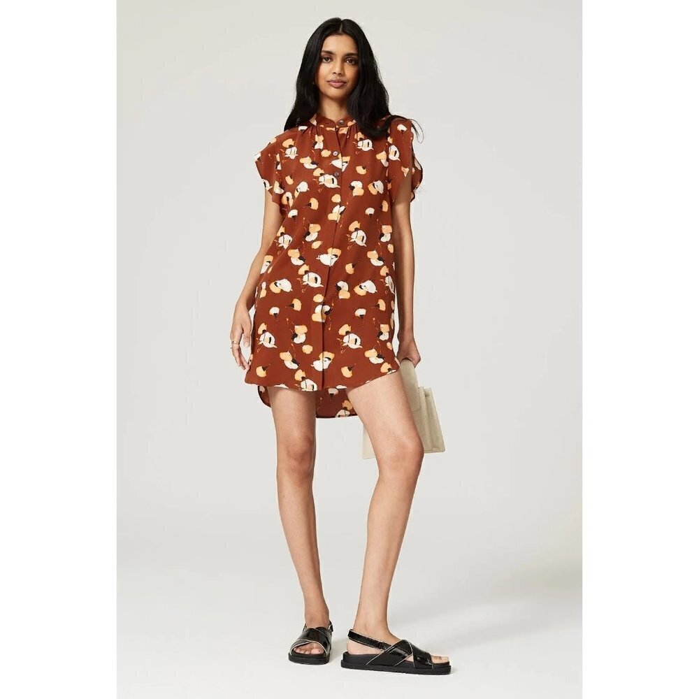 Equipment Lorainna Dress in Tortoise Shell Multi Small Womens Silk Mini